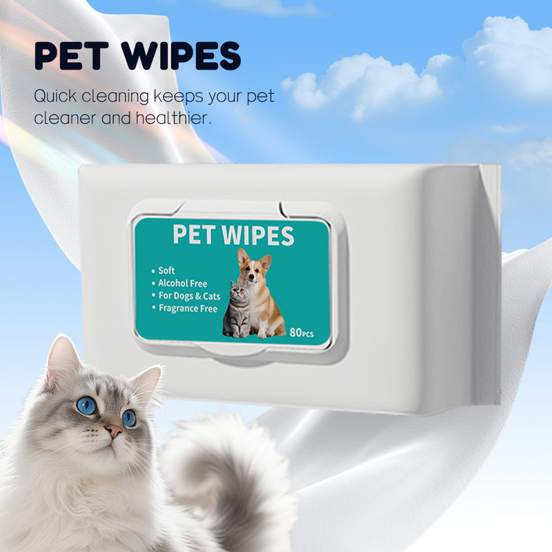 Unscented alcohol-free pet wipes packaging with a cat and dog featured on the label.
