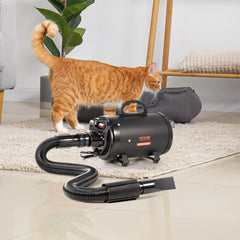 Dog Dryer, 2800W/4.3HP Dog Blow Dryer, Pet Grooming Dryer With Adjustable Speed And Temperature Control, Pet Hair Dryer With 4 Nozzles And Extendable Hose, Black