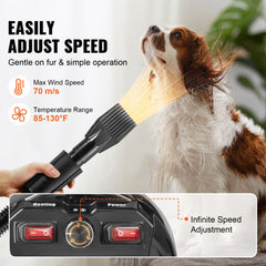 Dog Dryer, 2800W/4.3HP Dog Blow Dryer, Pet Grooming Dryer With Adjustable Speed And Temperature Control, Pet Hair Dryer With 4 Nozzles And Extendable Hose, Black